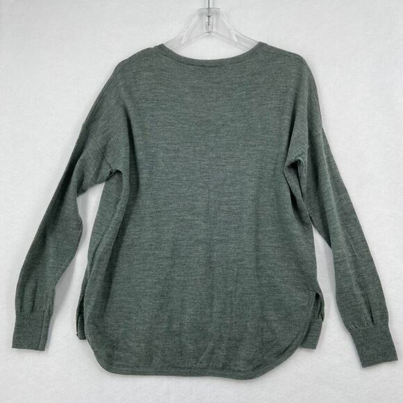 Madewell Merino Wool Sweater Women's Size M Grayish Green High Low Hem - Picture 6 of 11